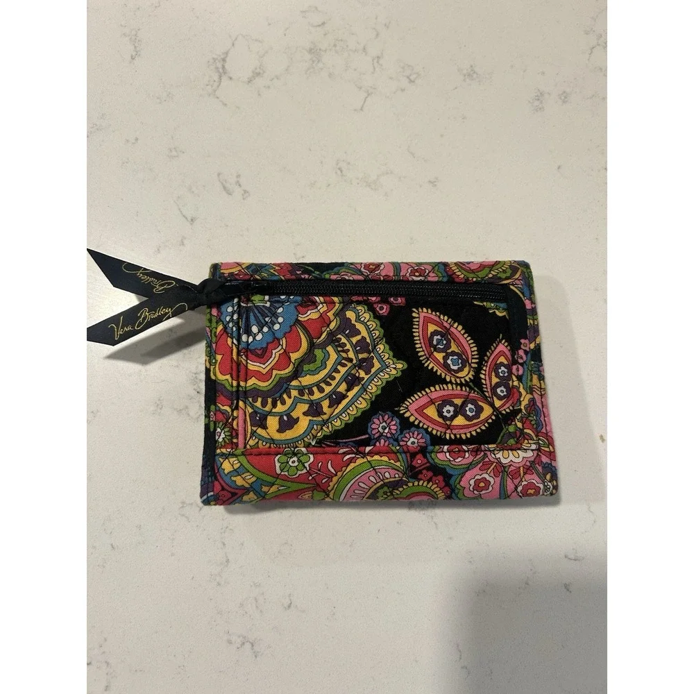 Vera Bradley Pink Paisley Pattern Tri-fold Wallet - Picture 3 of 6